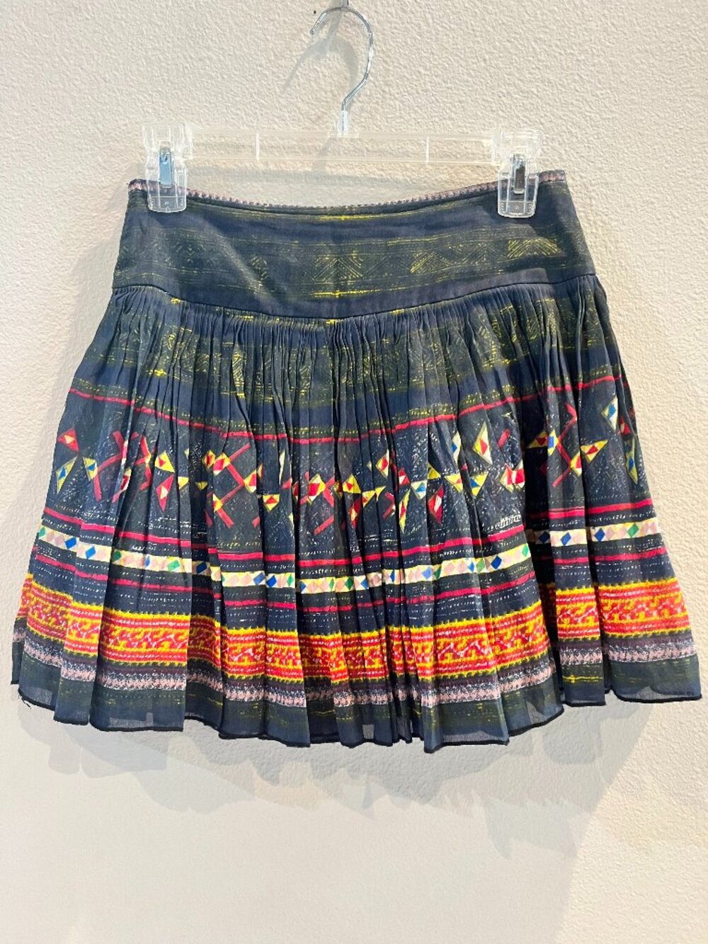 Free People Thai Print Pleated Mini Skirt Size XS
